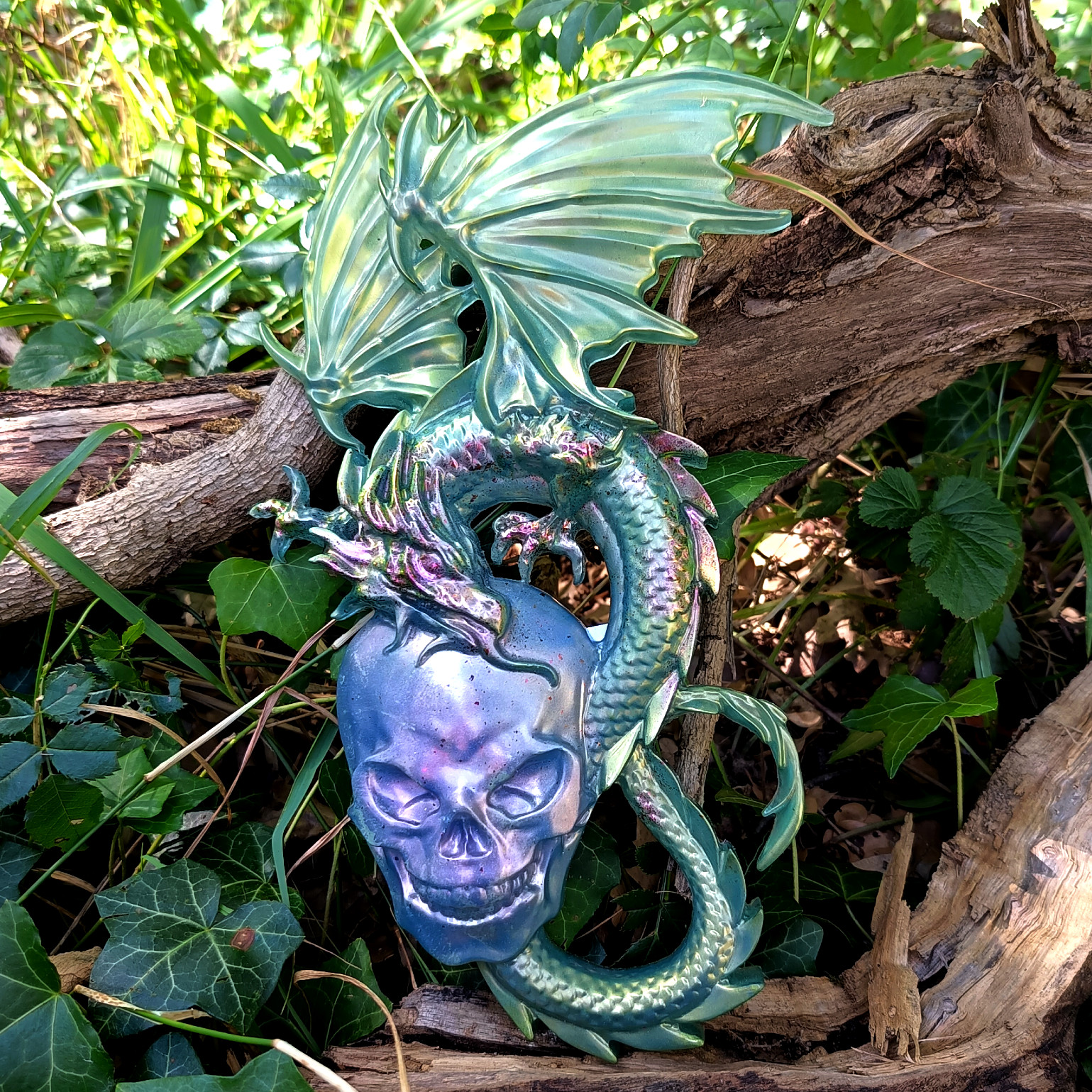 Décoration murale dragon vert crâne violet  – Image 2